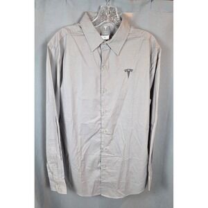 Tesla Motors Authentic Long Sleeve Button Down Shirt Men's Size Med Gray